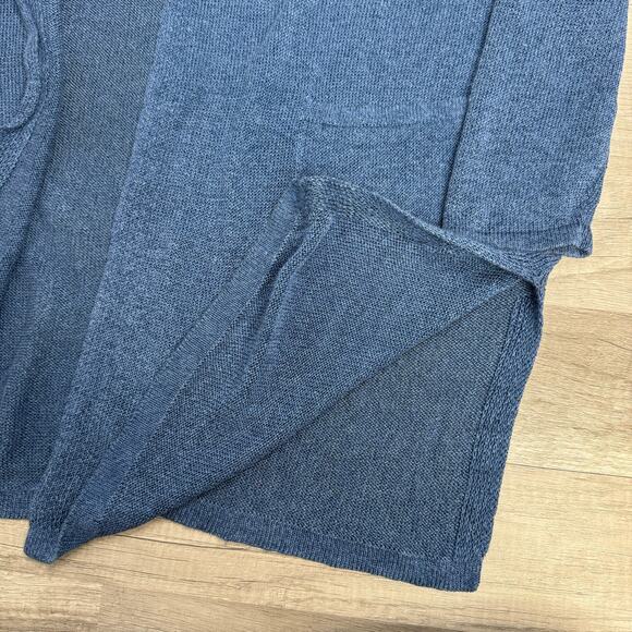 J. Jill Blue Cardigan Sweater Open Front Knit Linen Blend Long Sleeve Size Large - Picture 6 of 7